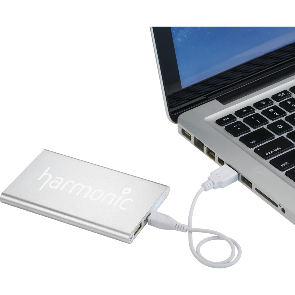 Pep Lightweight Aluminum Power Bank, 4,000 mAh Laser Engraving - Silver - Photo 2
