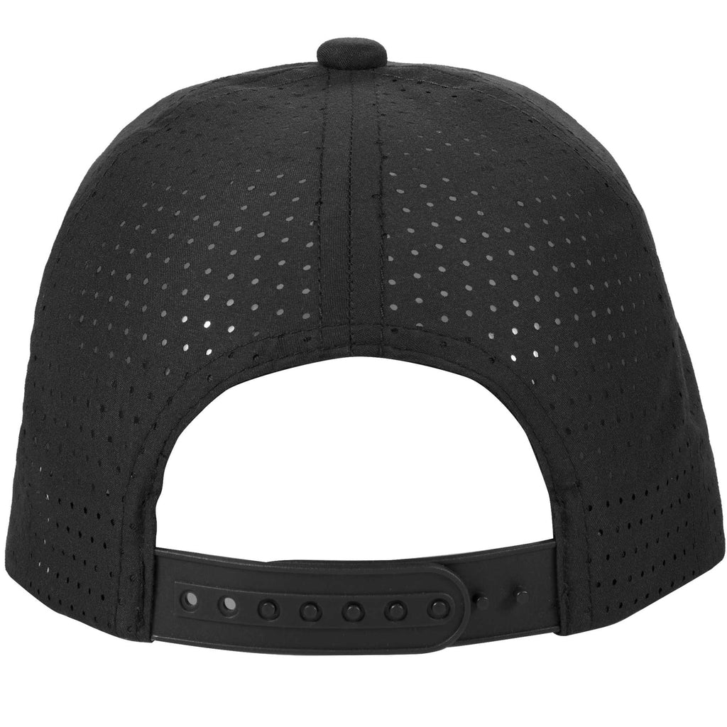Perforated Back Ball Cap in Recycled Polyester Embroidery - Black - Back