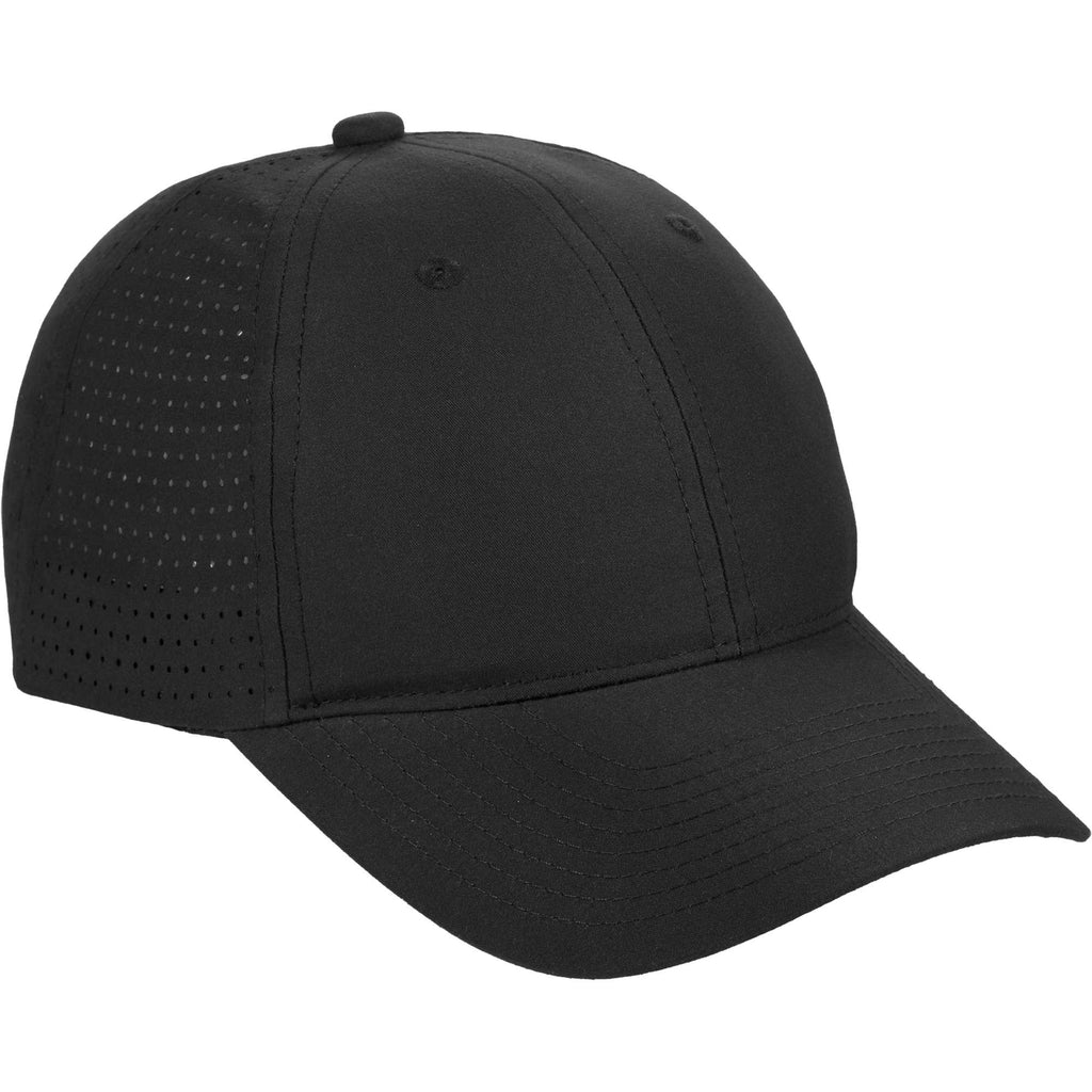 Perforated Back Ball Cap in Recycled Polyester Embroidery - Black - Right Angle