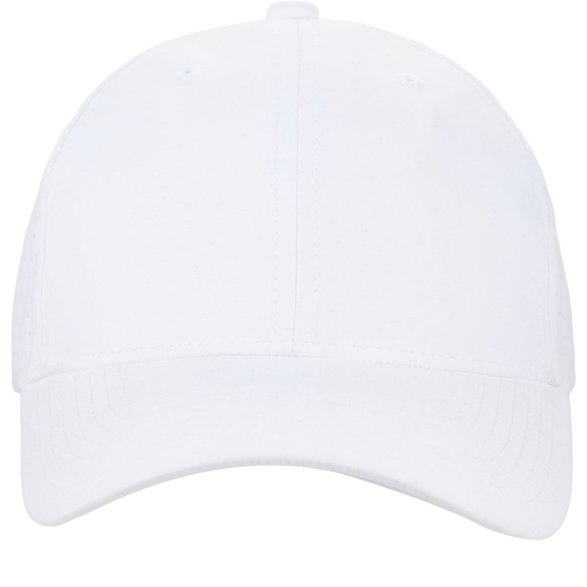 Perforated Back Ball Cap in Recycled Polyester Embroidery - White - Front