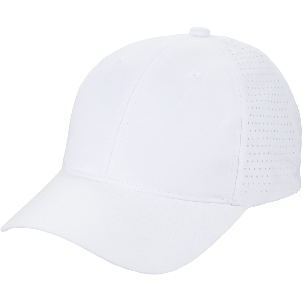Perforated Back Ball Cap in Recycled Polyester Embroidery - White - Left Angle