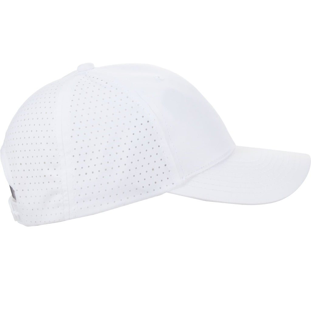 Perforated Back Ball Cap in Recycled Polyester Embroidery - White - Right Angle 2