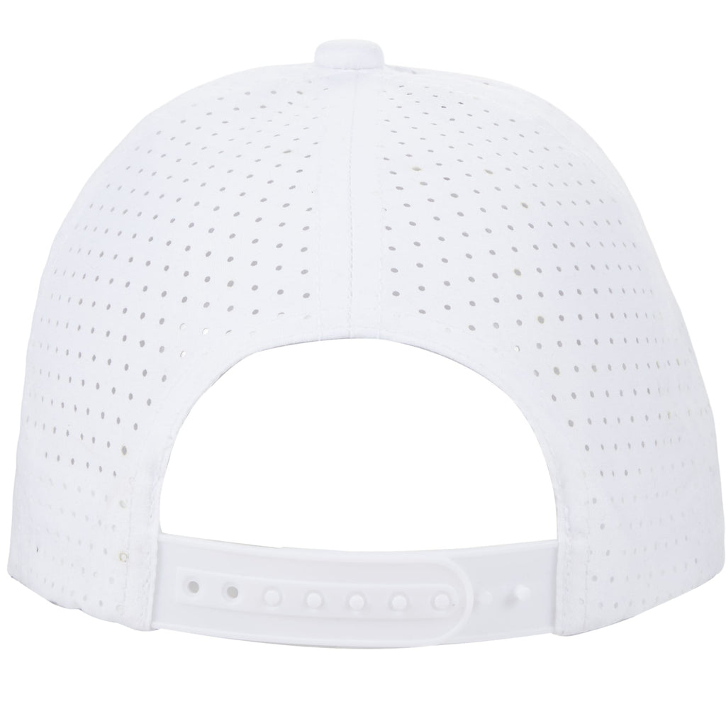 Perforated Back Ball Cap in Recycled Polyester Transfer - White - Back