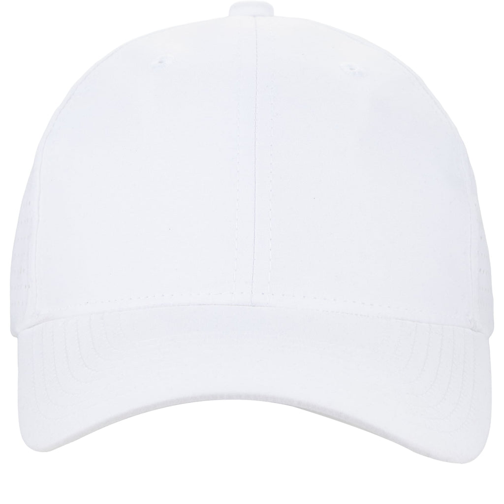 Perforated Back Ball Cap in Recycled Polyester Transfer - White - Front
