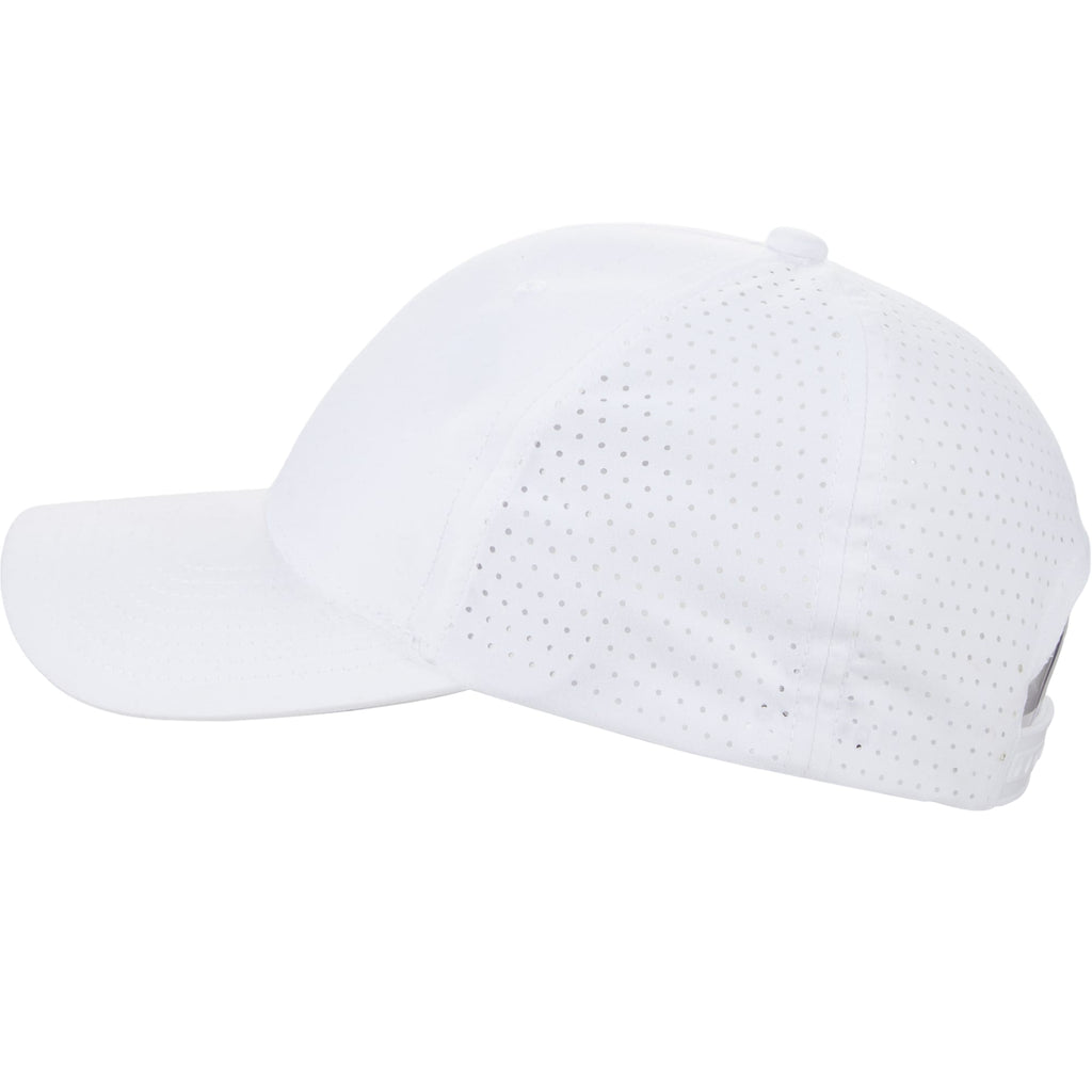 Perforated Back Ball Cap in Recycled Polyester Transfer - White - Left Angle 2