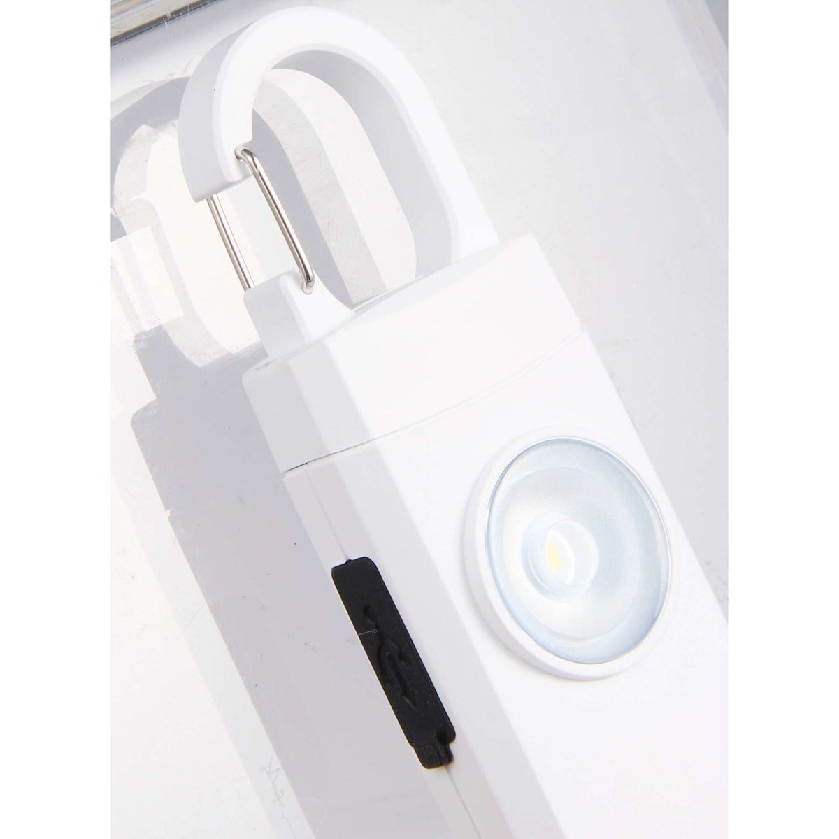 Personal Safety Alarm Keychain with LED Light - White - Detail