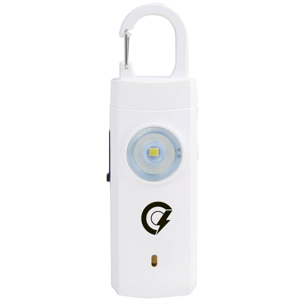 Personal Safety Alarm Keychain with LED Light - White - Front 2