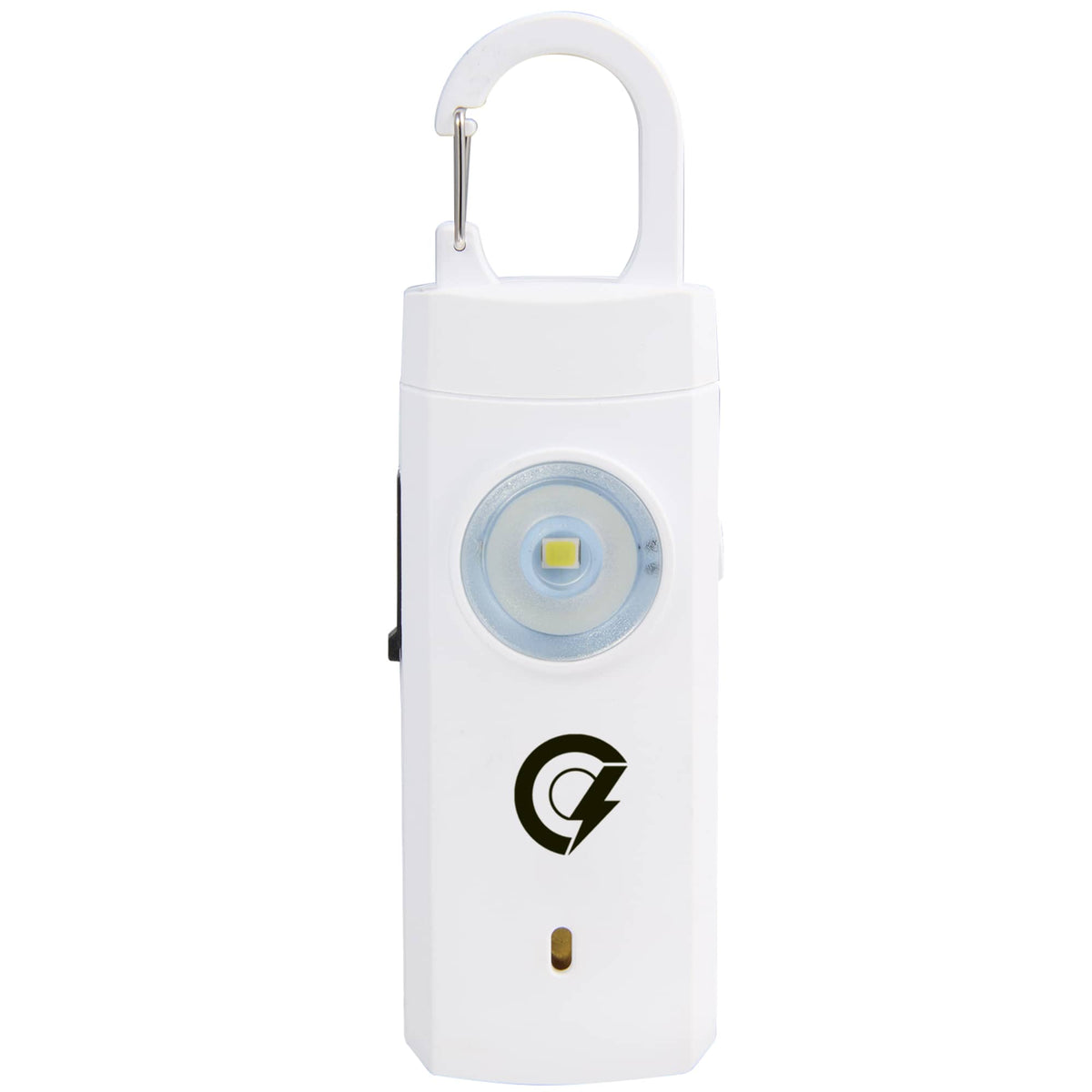 Personal Safety Alarm Keychain with LED Light - White - Front 2