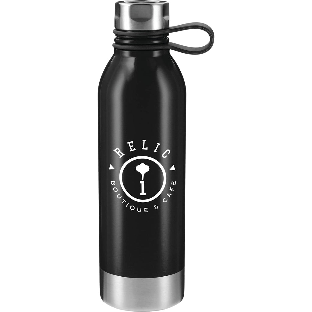 Perth Stainless Steel Sports Bottle with Soft Loop, 25 oz - Black - Front