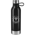 Perth Stainless Steel Sports Bottle with Soft Loop, 25 oz - Black - Front
