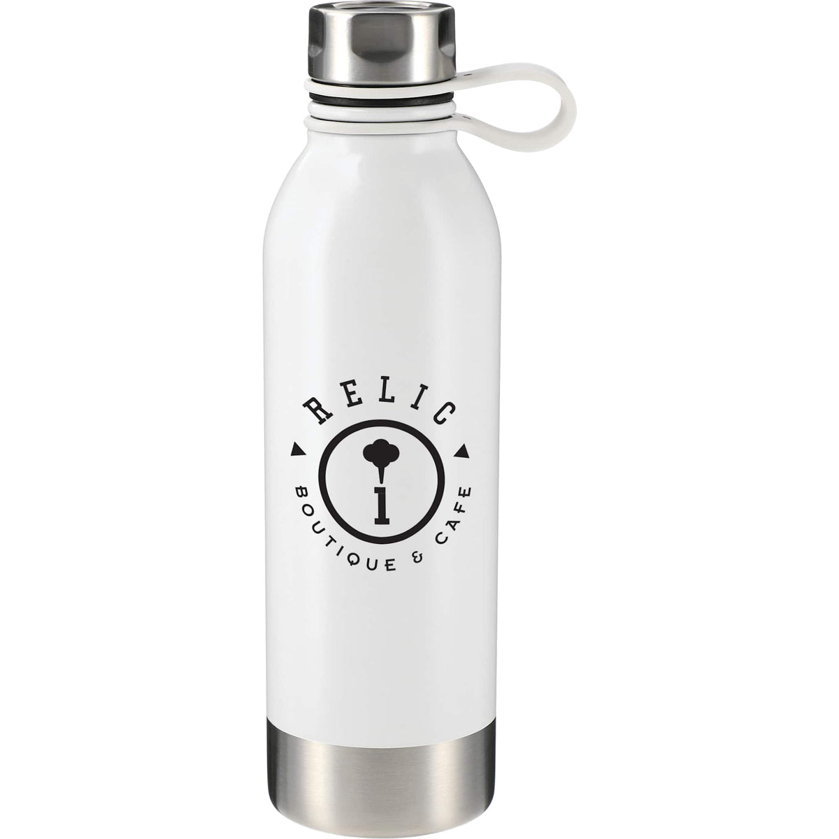 Perth Stainless Steel Sports Bottle with Soft Loop, 25 oz - White - Front
