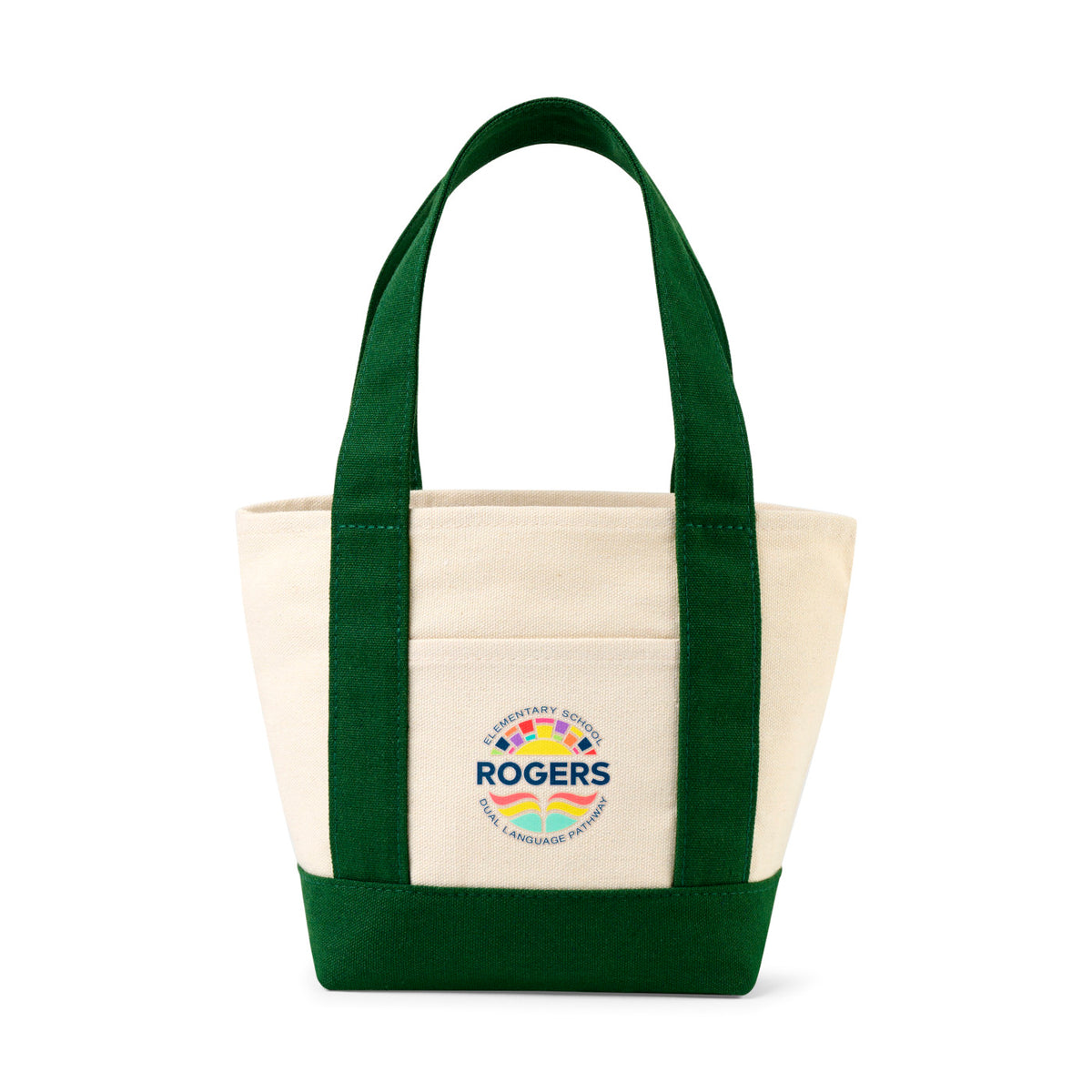 Petite Canvas Tote with Pockets on Both Sides - Green - View 1