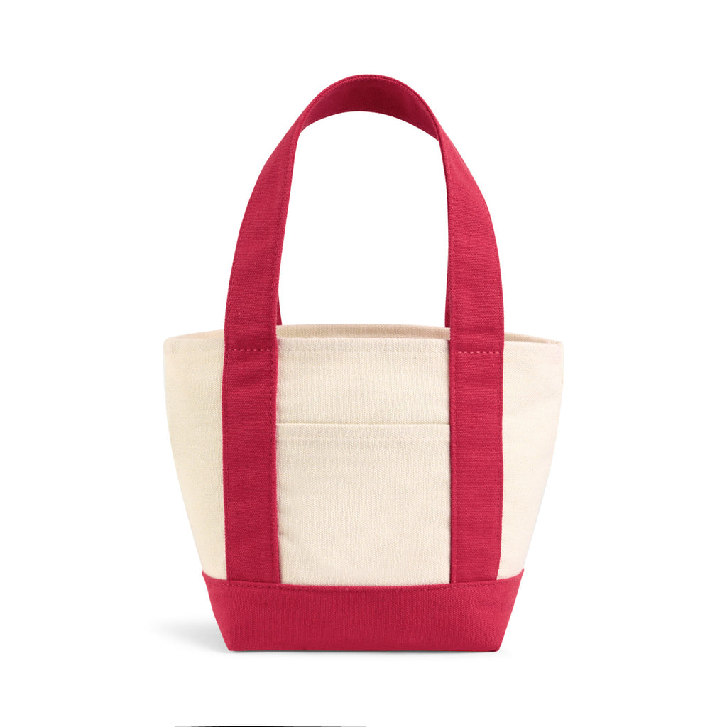 Petite Canvas Tote with Pockets on Both Sides - Red - View 3