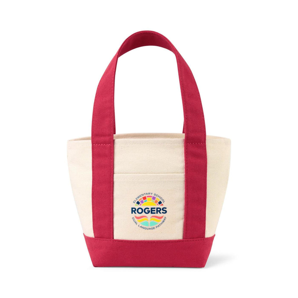 Petite Canvas Tote with Pockets on Both Sides Transfer - Red - View 1