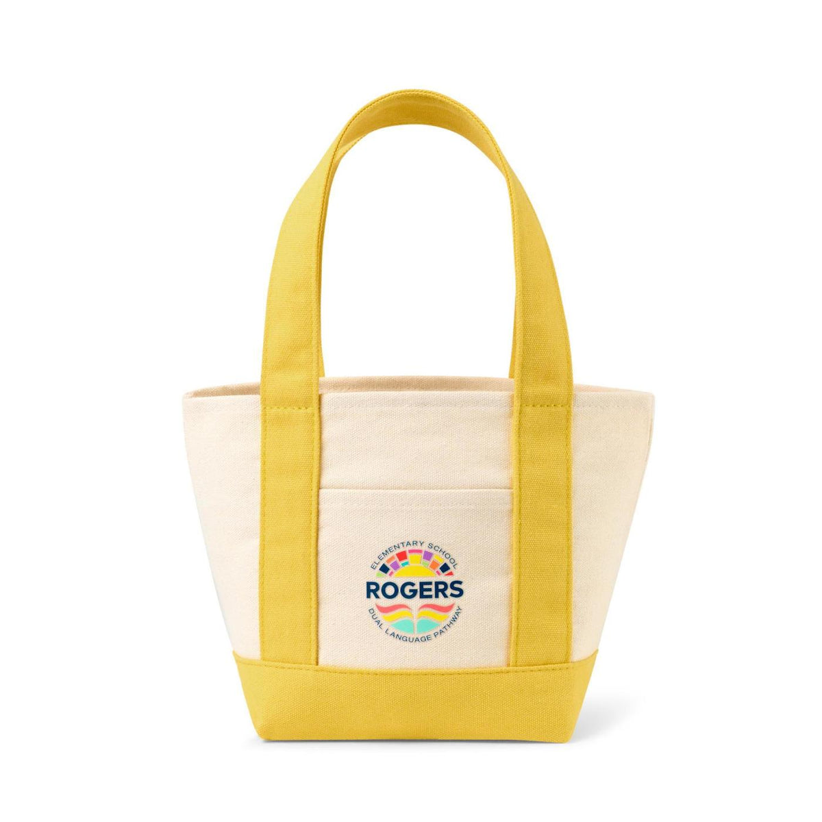 Petite Canvas Tote with Pockets on Both Sides - Yellow - View 1