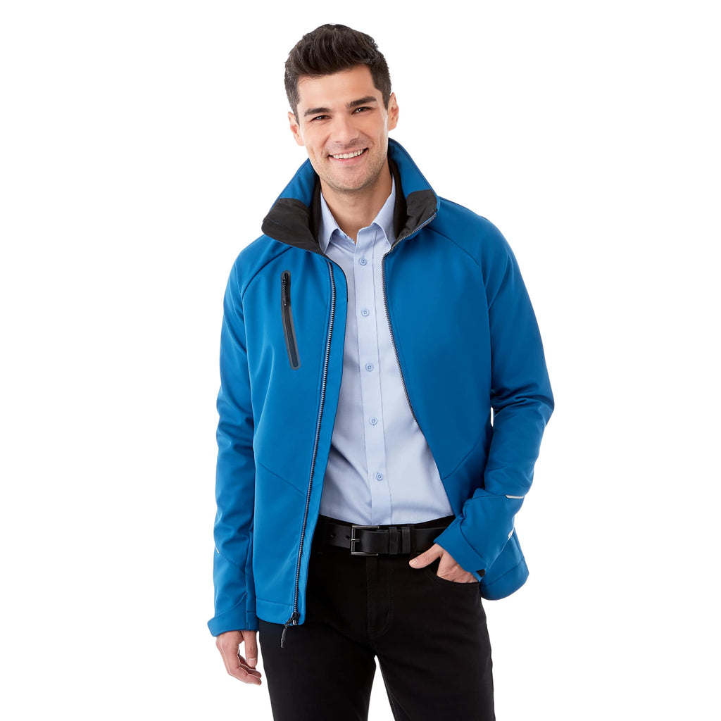 Peyto Waterproof Softshell Jacket with Roll-Away Hood for Men Debossing - Invictus - Front On Model