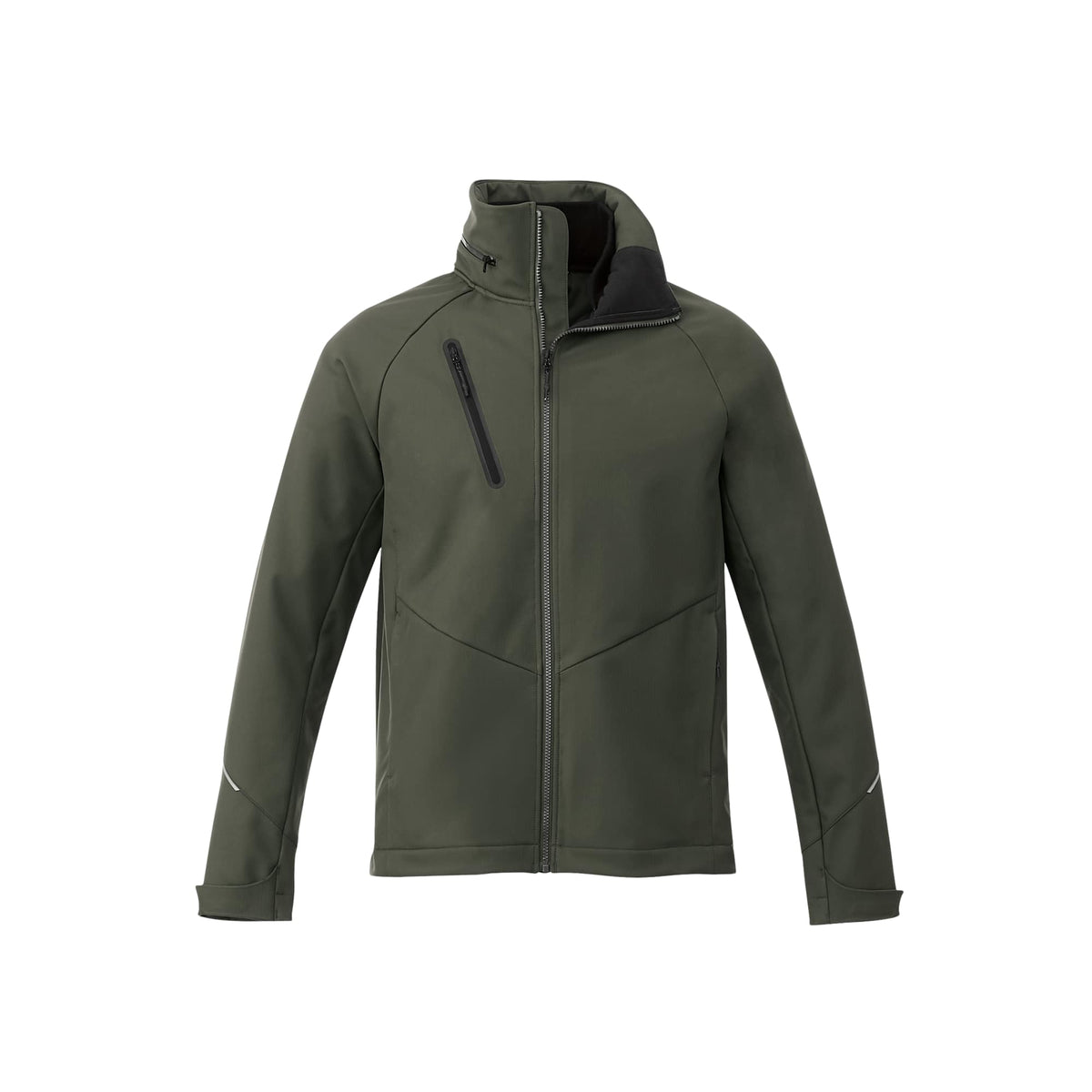 Peyto Waterproof Softshell Jacket with Roll-Away Hood for Men Debossing - Loden - Front Flat