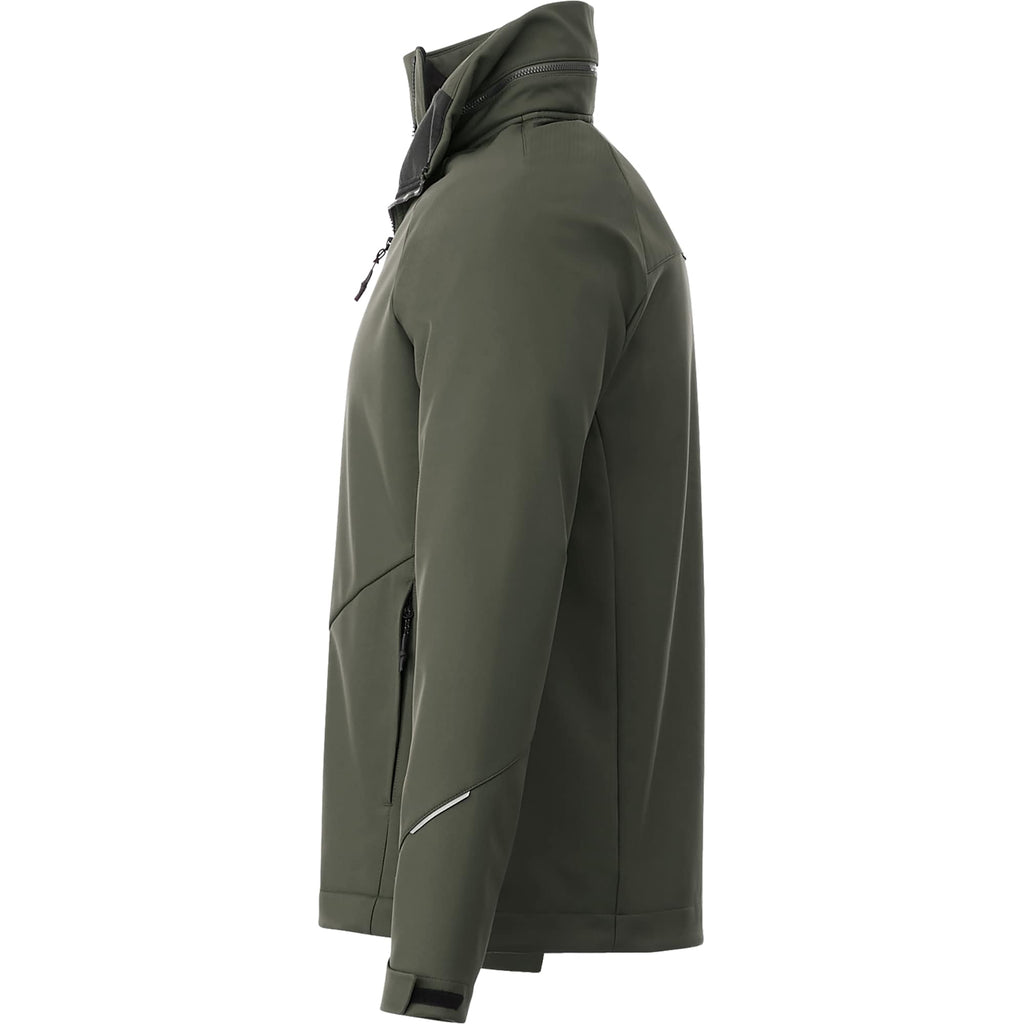 Peyto Waterproof Softshell Jacket with Roll-Away Hood for Men Debossing - Loden - Left Side