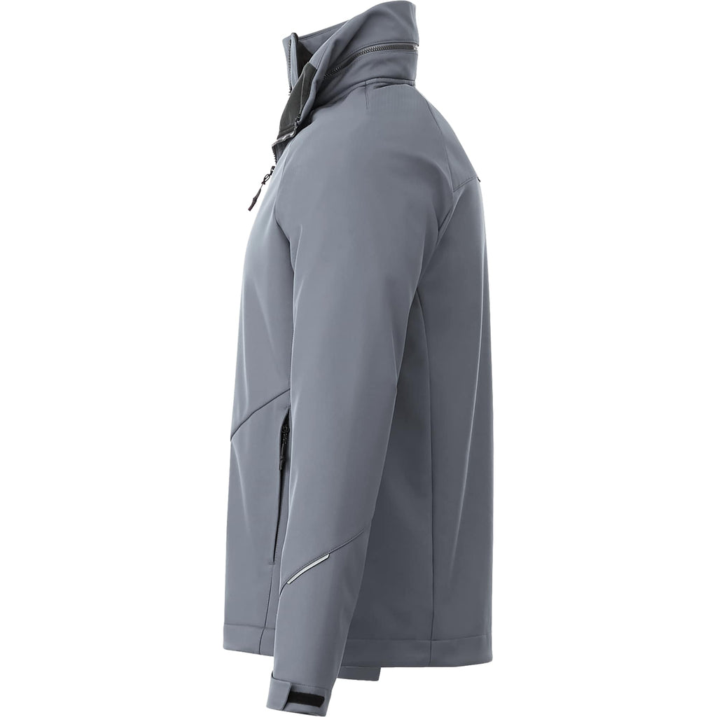 Peyto Waterproof Softshell Jacket with Roll-Away Hood for Men Debossing - Quarry - Left Side