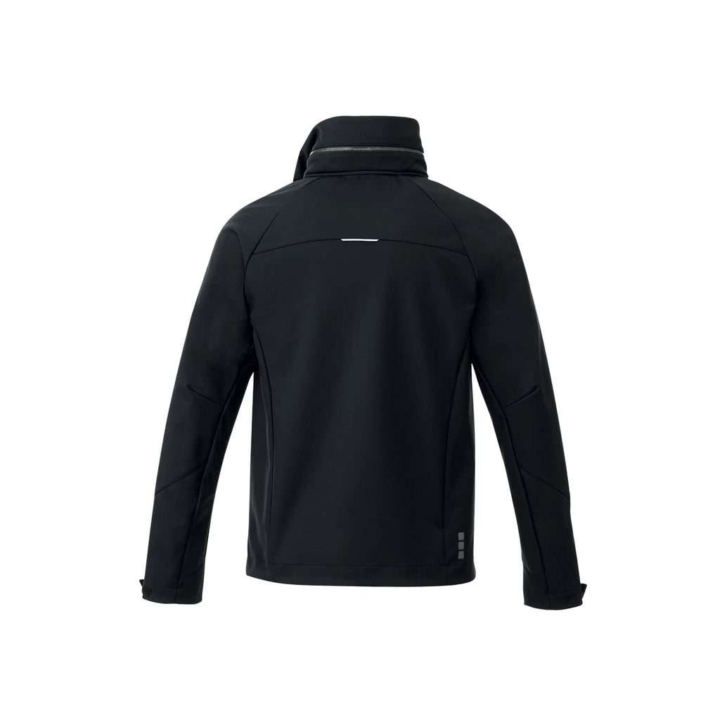 Peyto Waterproof Softshell Jacket with Roll-Away Hood for Men Embroidery - Black - Back Flat