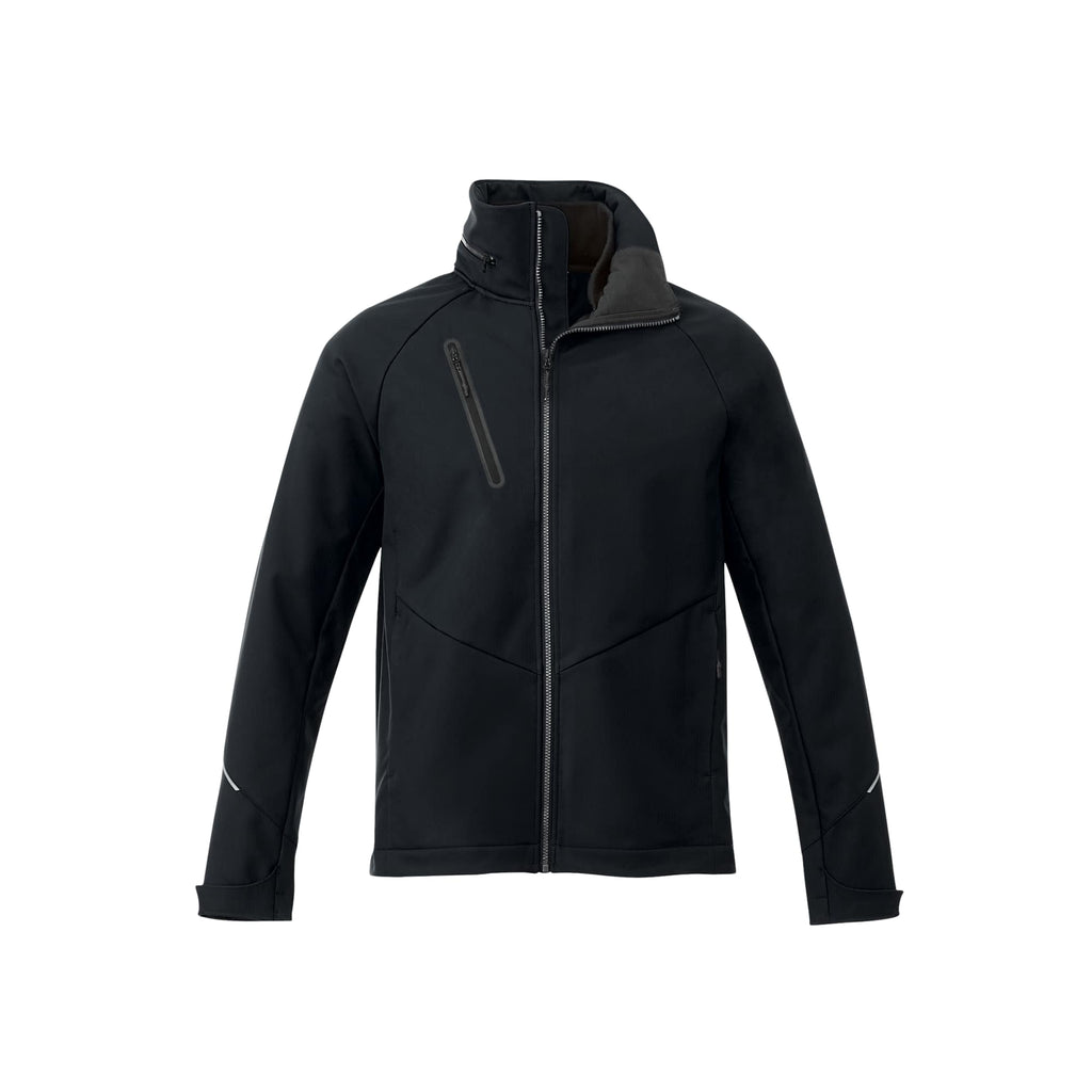 Peyto Waterproof Softshell Jacket with Roll-Away Hood for Men Transfer - Black - Front Flat