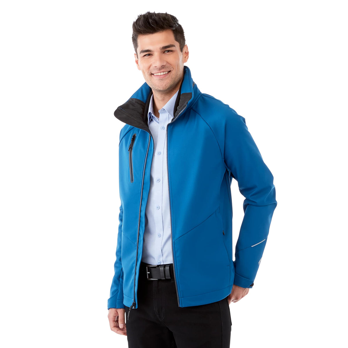 Peyto Waterproof Softshell Jacket with Roll-Away Hood for Men Transfer - Invictus - On Model 2