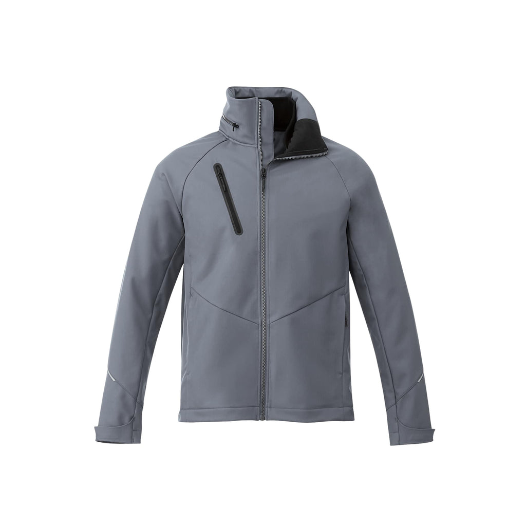 Peyto Waterproof Softshell Jacket with Roll-Away Hood for Men Transfer - Quarry - Front Flat