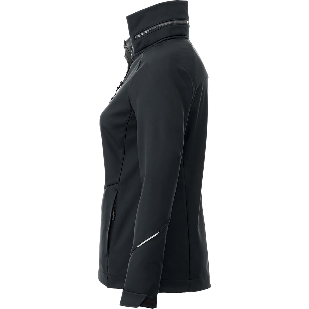 Peyto Waterproof Softshell Jacket with Roll-Away Hood for Women Debossing - Black - Left Side