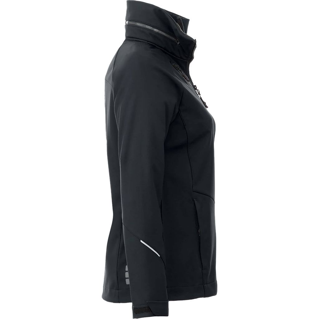 Peyto Waterproof Softshell Jacket with Roll-Away Hood for Women Debossing - Black - Right Side