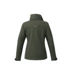 Peyto Waterproof Softshell Jacket with Roll-Away Hood for Women Debossing - Loden - Back Flat 2