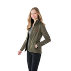 Peyto Waterproof Softshell Jacket with Roll-Away Hood for Women Debossing - Loden - Flat