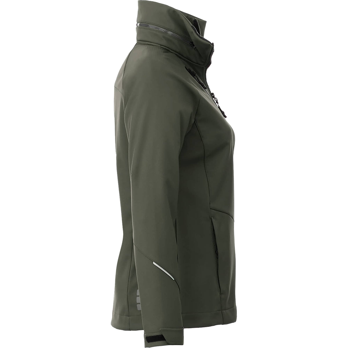 Peyto Waterproof Softshell Jacket with Roll-Away Hood for Women Debossing - Loden - Right Side