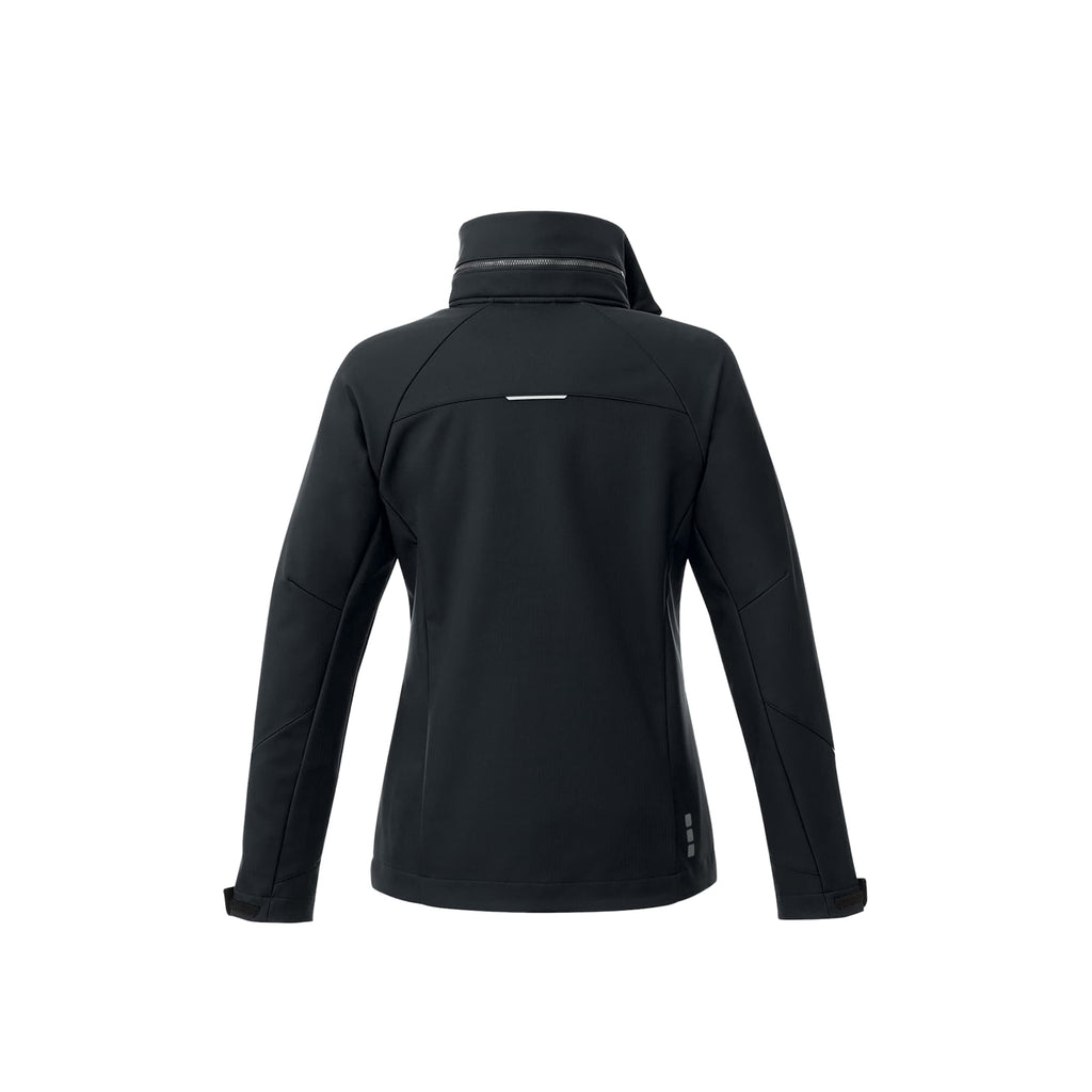 Peyto Waterproof Softshell Jacket with Roll-Away Hood for Women Transfer - Black - Back Flat