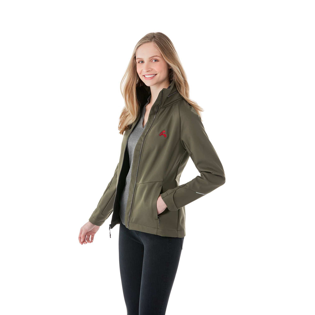 Peyto Waterproof Softshell Jacket with Roll-Away Hood for Women Transfer - Loden - Flat