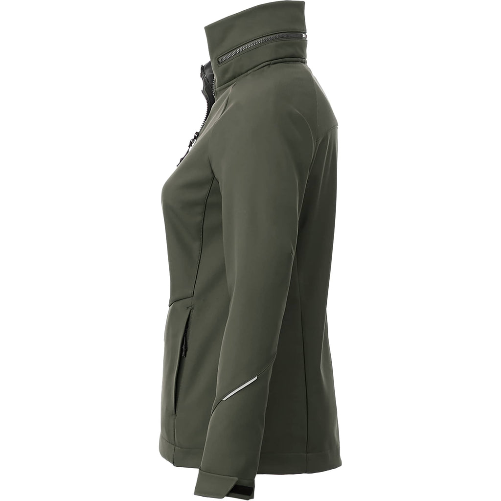 Peyto Waterproof Softshell Jacket with Roll-Away Hood for Women Transfer - Loden - Left Side