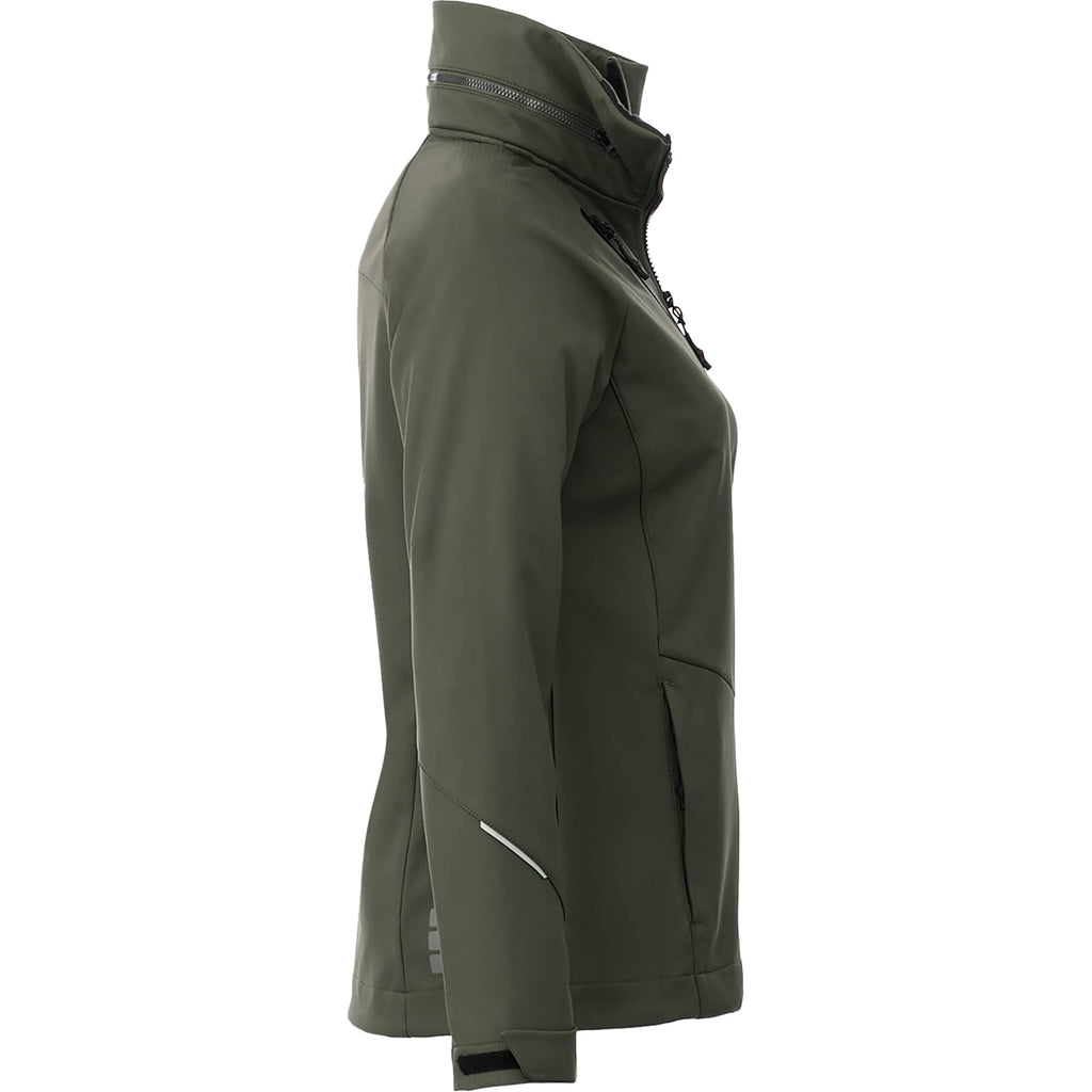 Peyto Waterproof Softshell Jacket with Roll-Away Hood for Women Transfer - Loden - Right Side