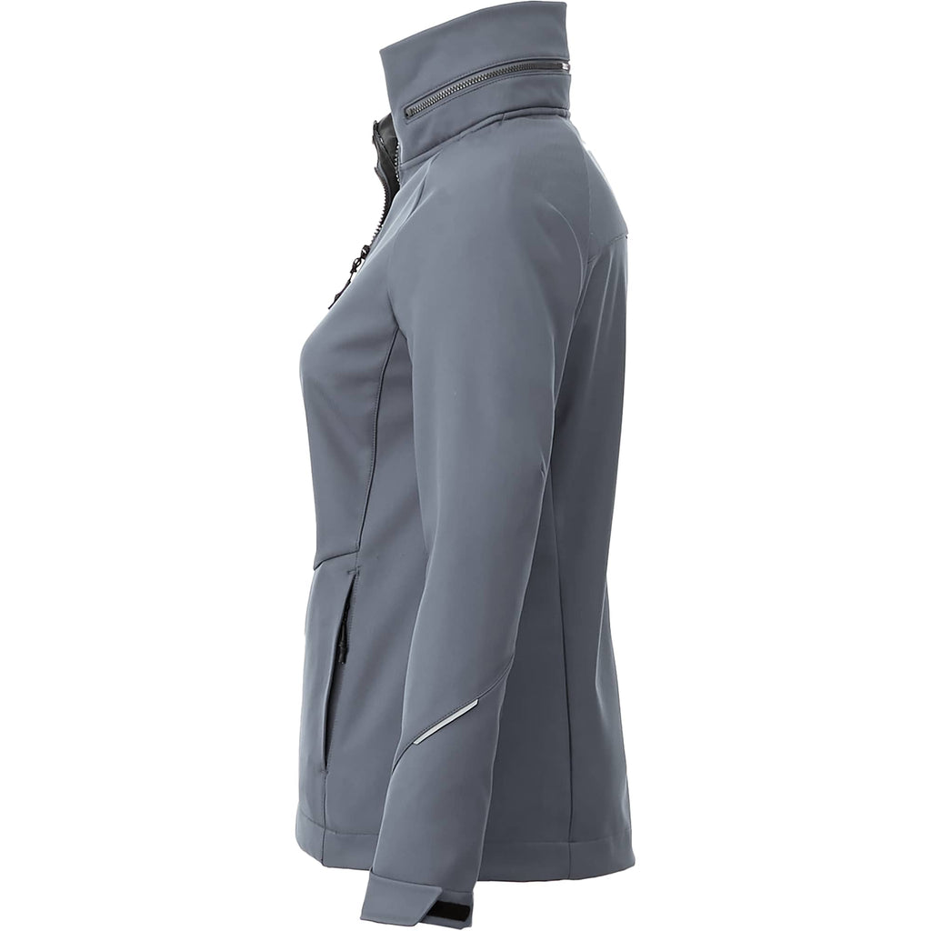 Peyto Waterproof Softshell Jacket with Roll-Away Hood for Women Transfer - Quarry - Left Side