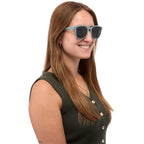 Peyton Brow Bar Sunglasses with Recycled Frame - Gray - On Model