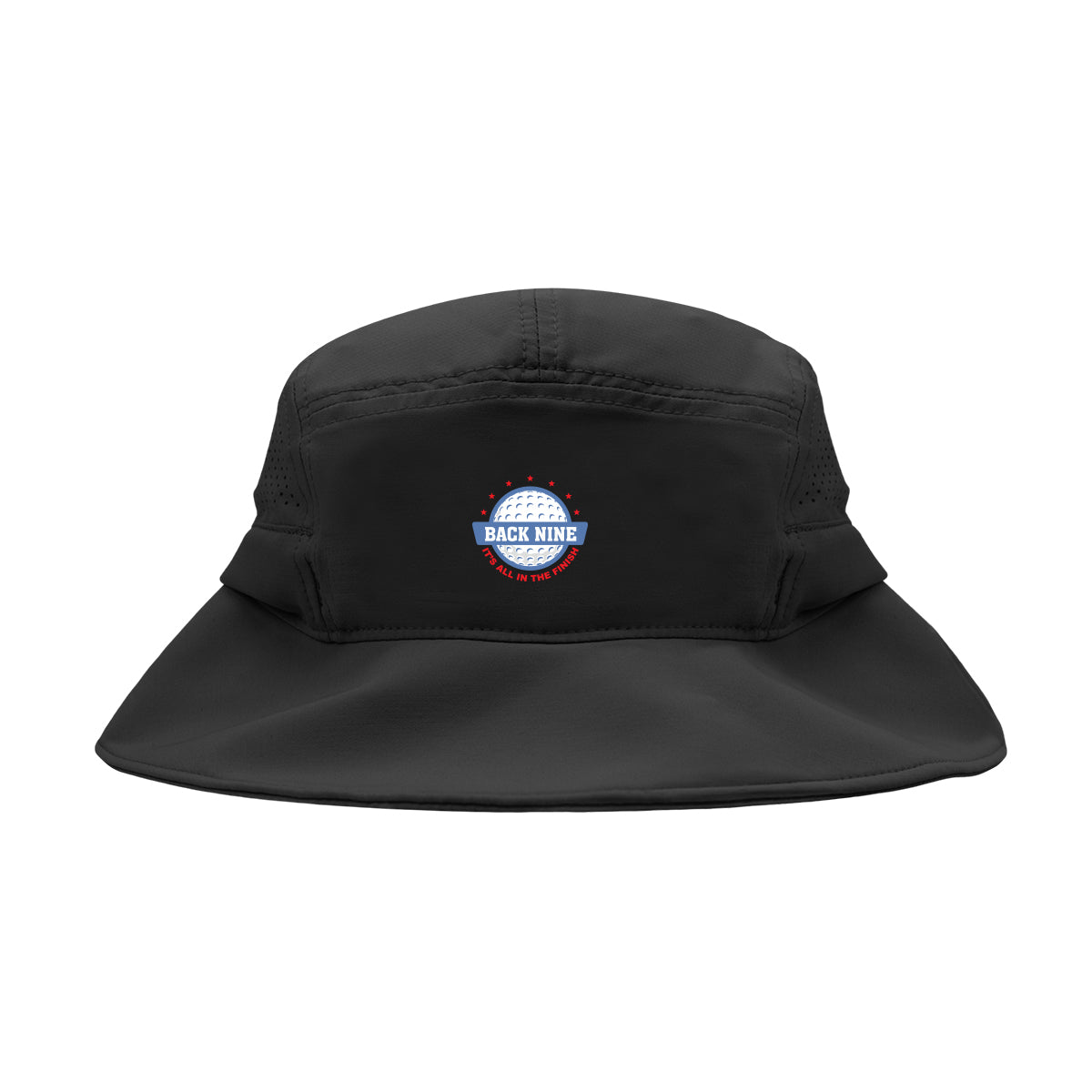 Peyton Performance Bucket Hat in Recycled PET Embroidery - Black - Colorbrite