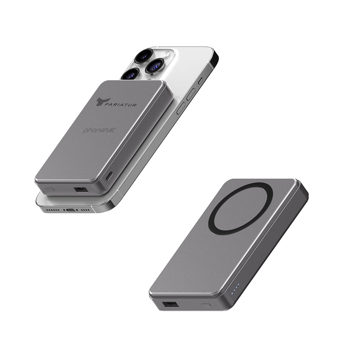 PhoneSuit Elite Mag Qi2 Wireless Battery Pack, 10,000 mAh - Gray - Silk Screen