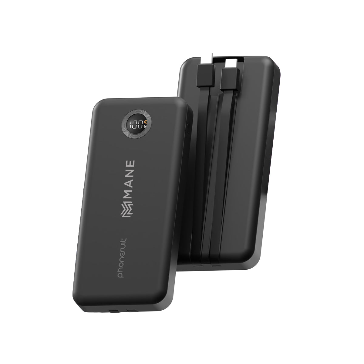 PhoneSuit Journey NOVO Cabled Battery Pack, 10,000 mAh - Black - Silk Screen