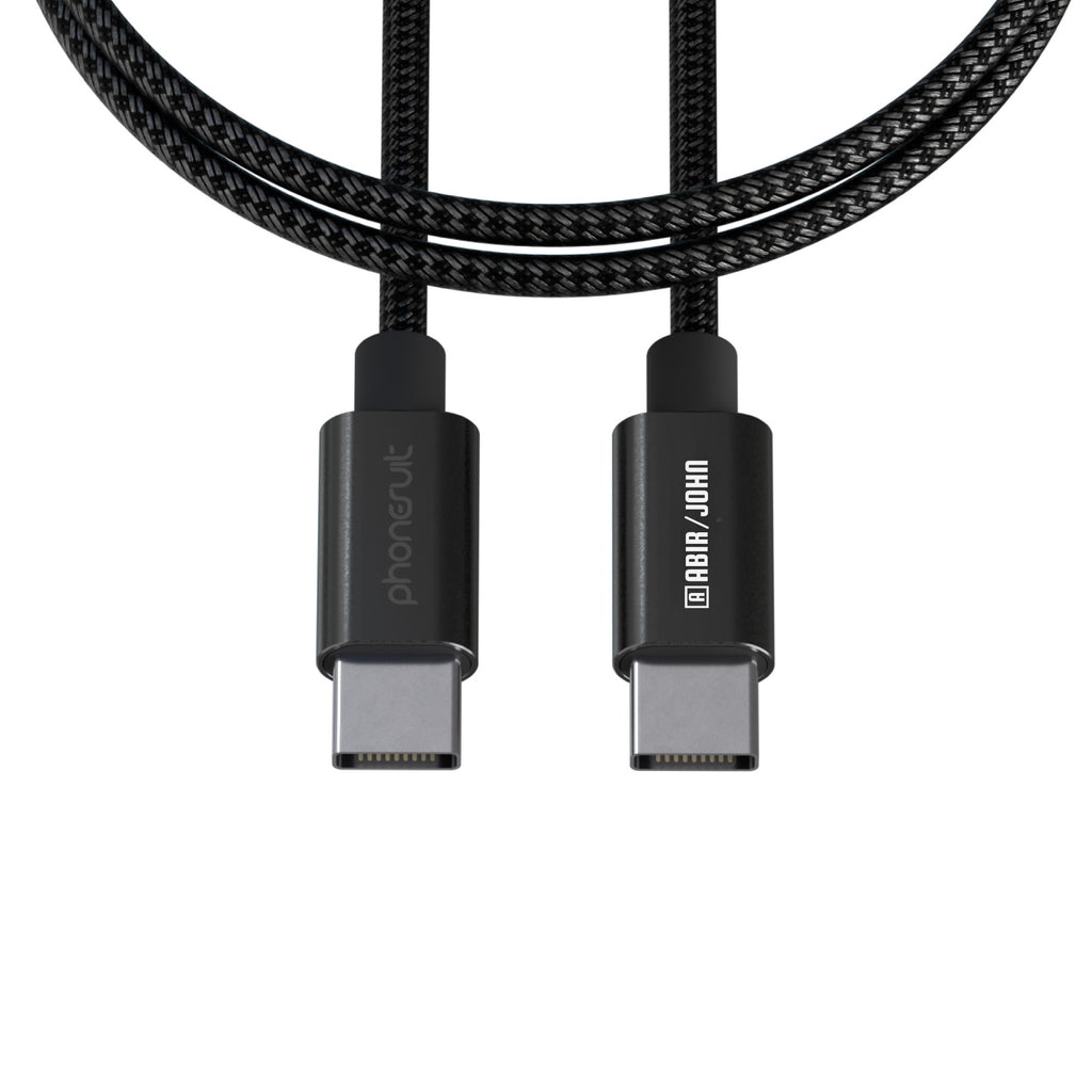 PhoneSuit NOVO 60W Type-C Cable, 10 Foot - Black - Pad Print