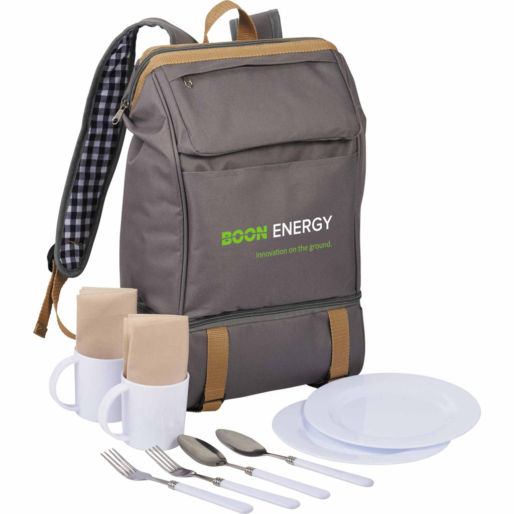 Picnic Backpack for Two with Cooler Compartment Transfer - Gray - Photo 3