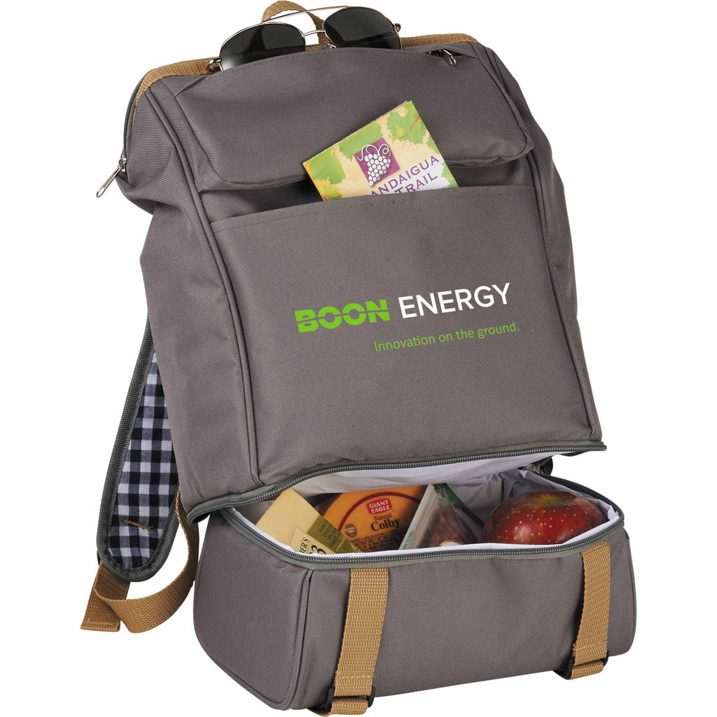 Picnic Backpack for Two with Cooler Compartment Transfer - Gray - Photo 5