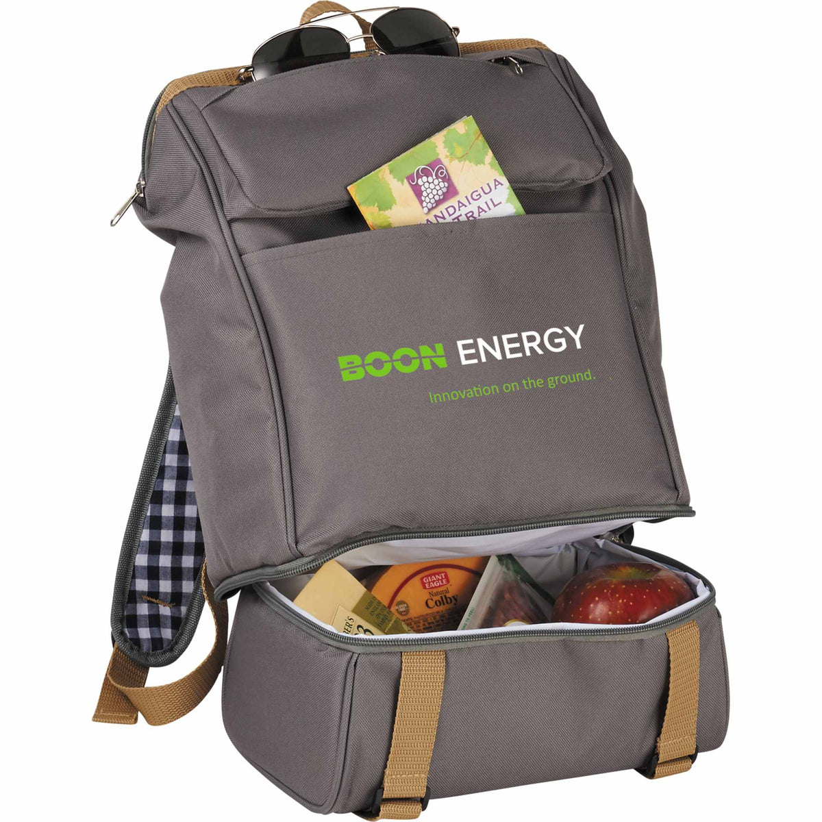 Picnic Backpack for Two with Cooler Compartment Transfer - Gray - Photo 5