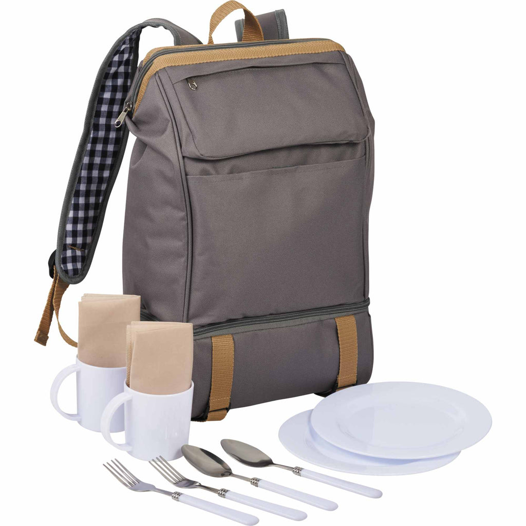 Picnic Backpack for Two with Cooler Compartment Transfer - Gray - Photo 8