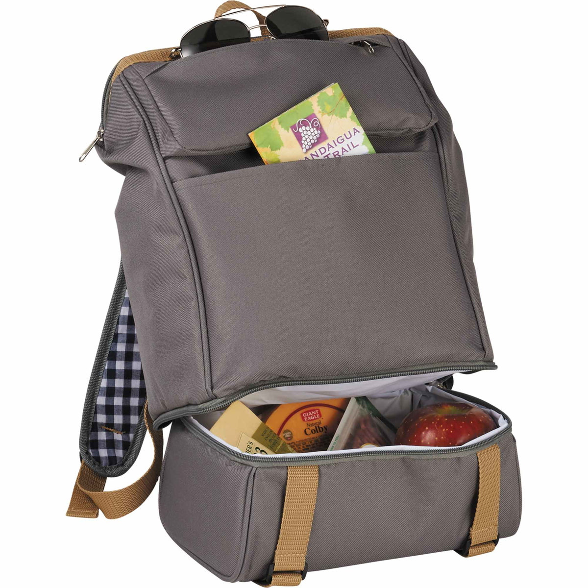 Picnic Backpack for Two with Cooler Compartment Transfer - Gray - Photo 9
