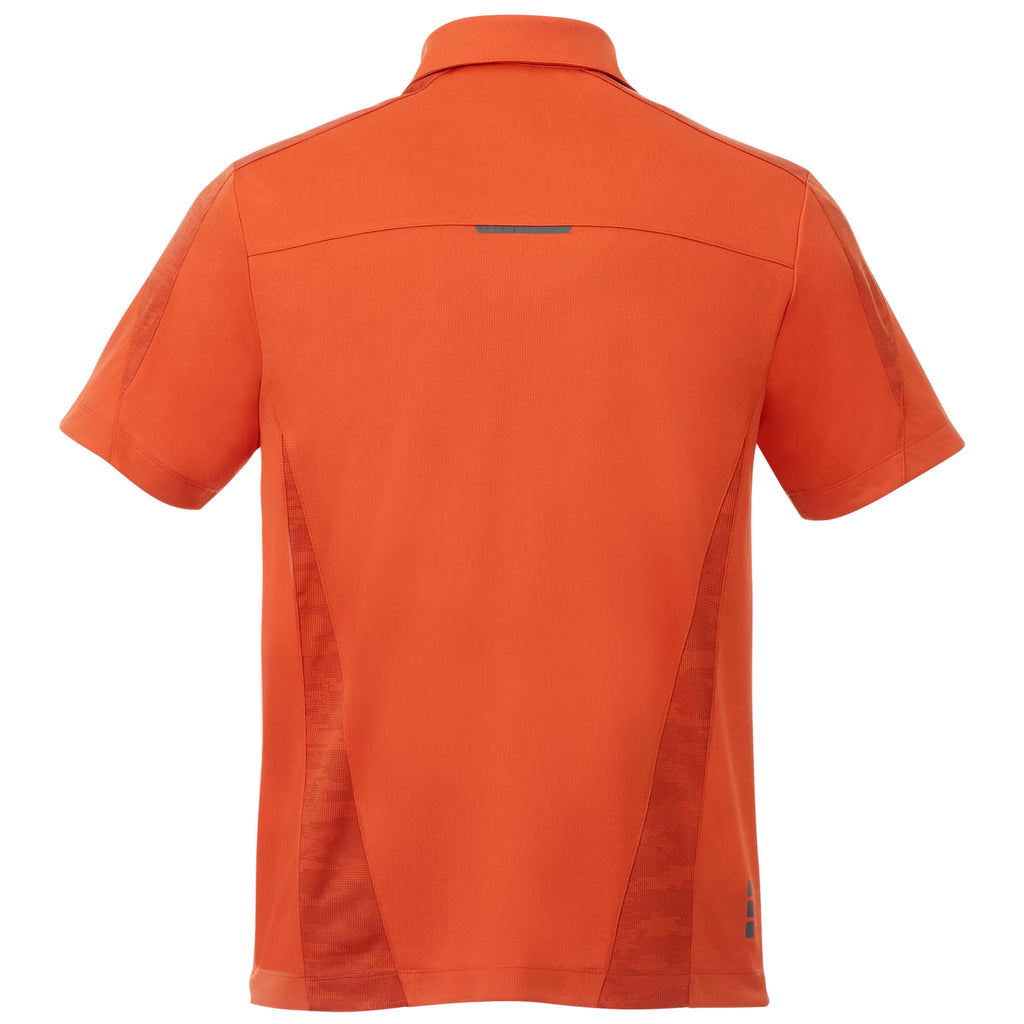 Piedmont Performance Polo with Reflective Accents for Men Debossing - Saffron - Back Flat