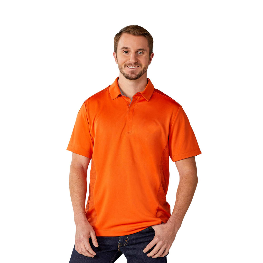 Piedmont Performance Polo with Reflective Accents for Men Debossing - Saffron - Front