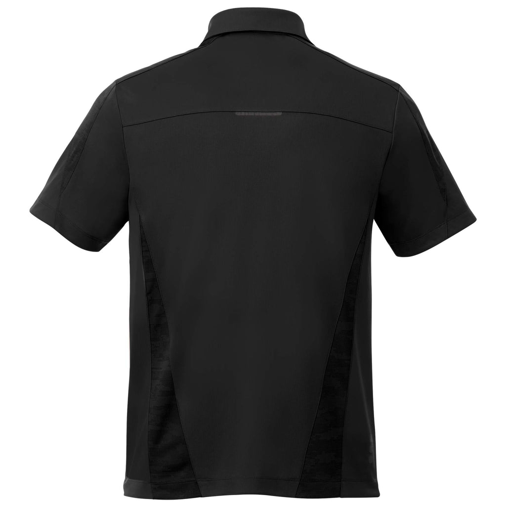 Piedmont Performance Polo with Reflective Accents for Men Embroidery - Black - Back Flat